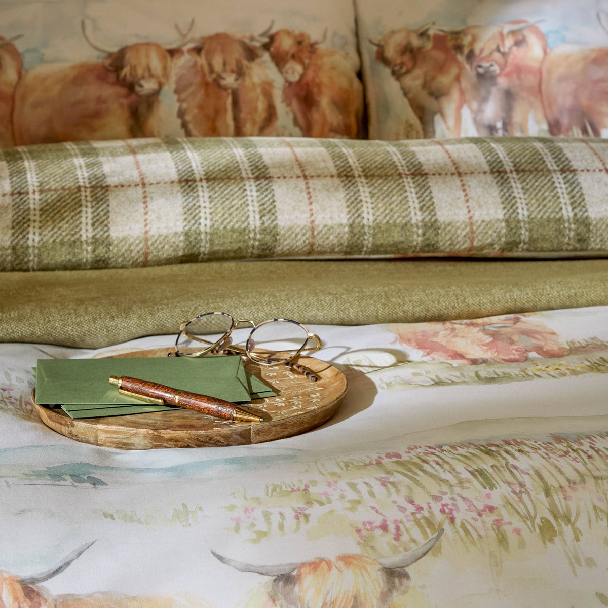 Riva Home - Highland Cattle 100% Cotton Reversible Duvet Cover Set Multi: Multicolour / Double