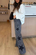 Mccolin - Star-Embellished Straight Jeans: BLACK / L