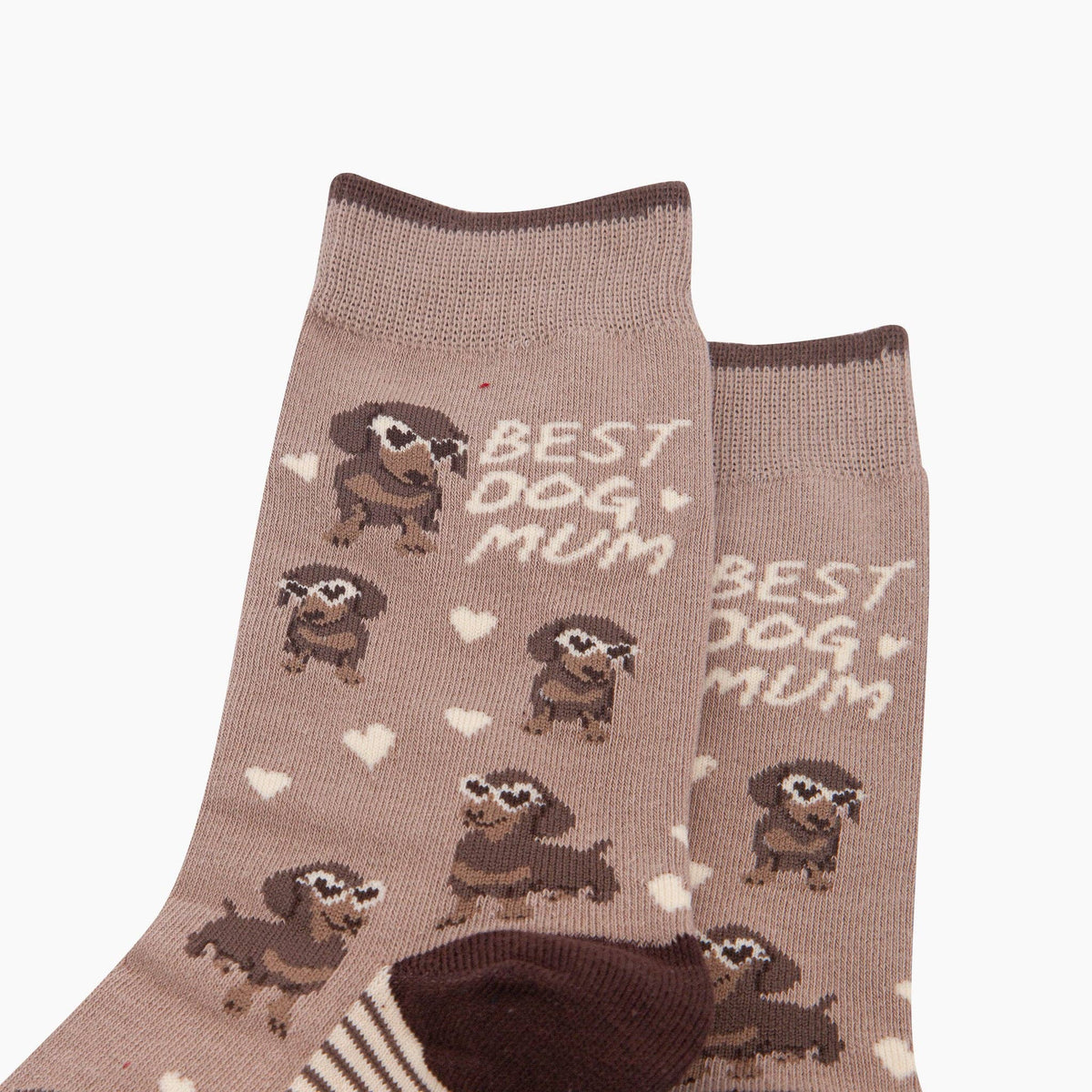 Sock Talk - Best Dog Mum Combed Cotton Socks in Beige: UK 3-7 | EU 36-40 | US 5-9