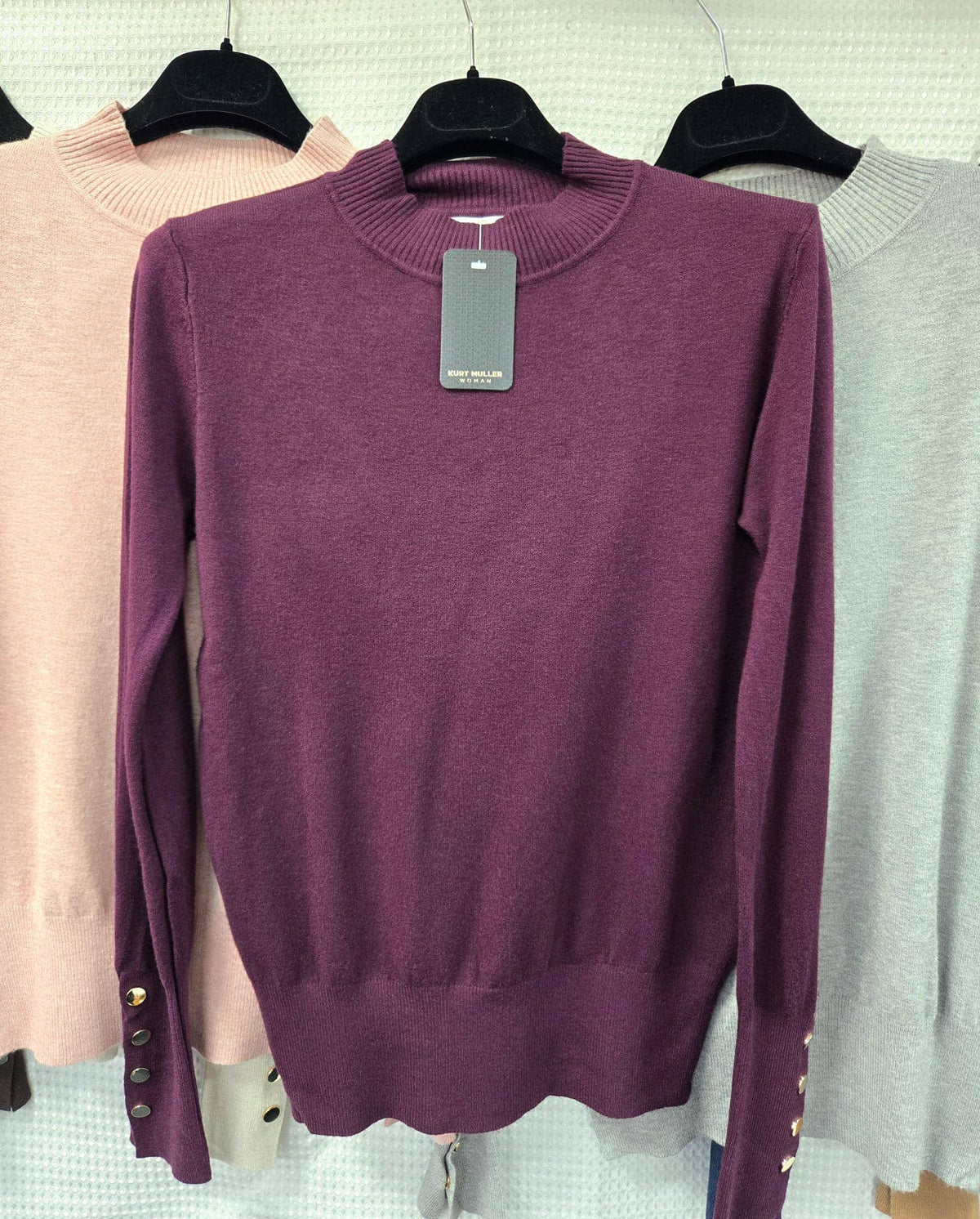 Kurt Muller - Gold Button Soft Turtle Neck Fine Knit: Camel