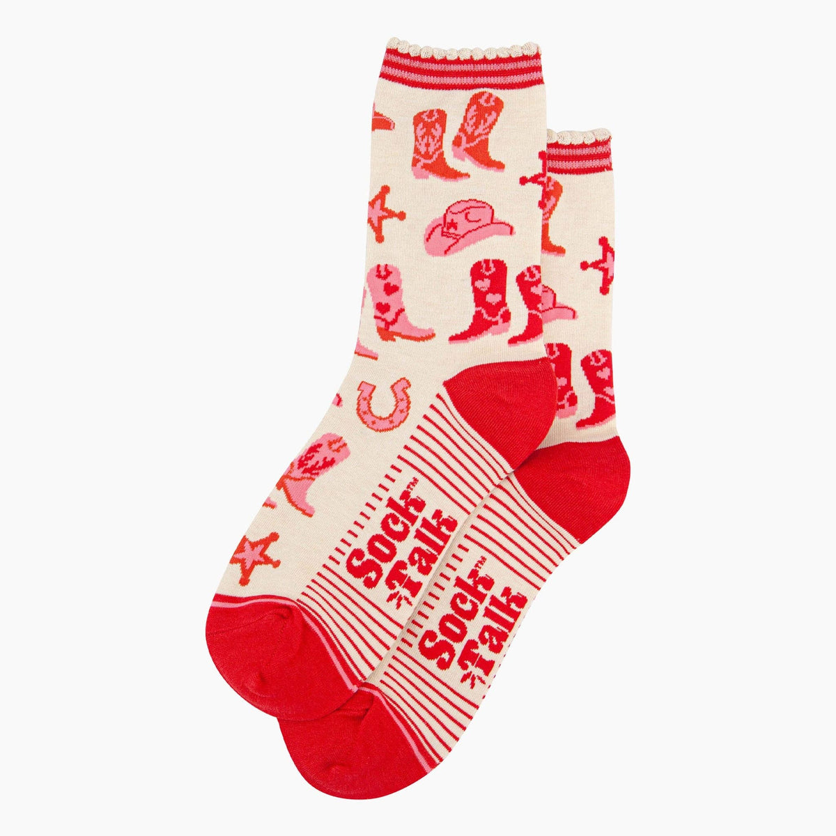 Sock Talk - Wild West Cowboy Boots Bamboo Socks in Cream: UK 3-7 | EU 36-40 | US 5-9