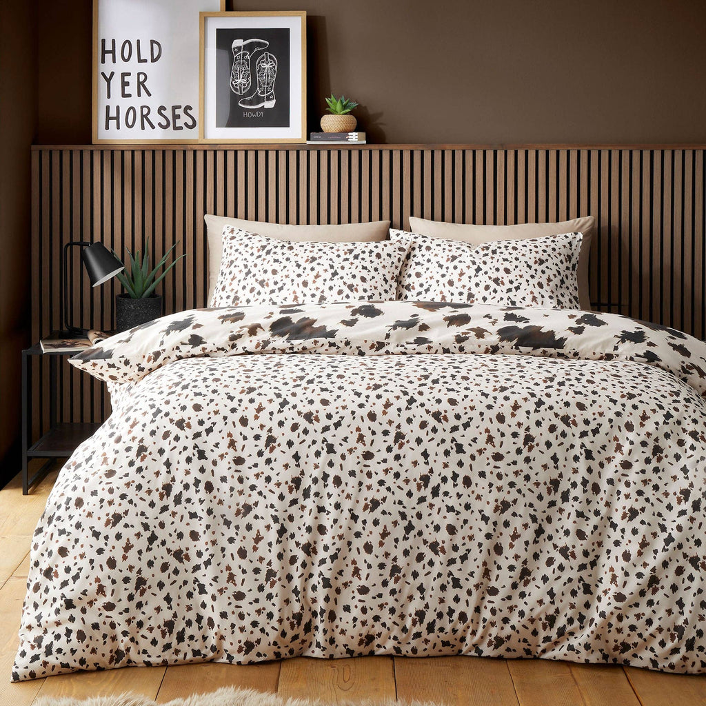 UW Home - Cow Print Duvet Cover Set in Natural: Double