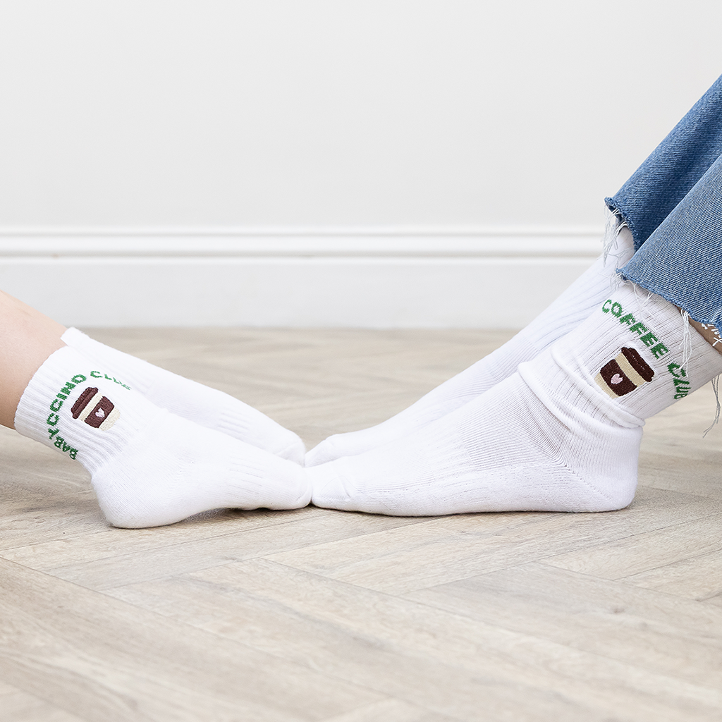 Aria & Avery - Matching Mummy & Mini Coffee Club Socks: Childrens Babyccino Club 2-5 Years