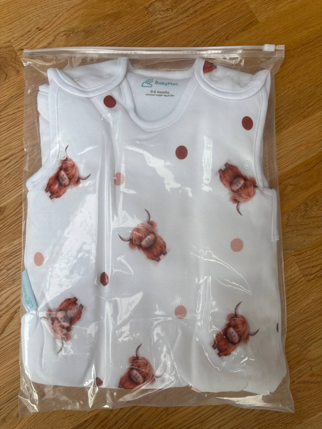 Highland Cow Organic Cotton Baby Sleeping Bag: Highland Cow / 0-6 months