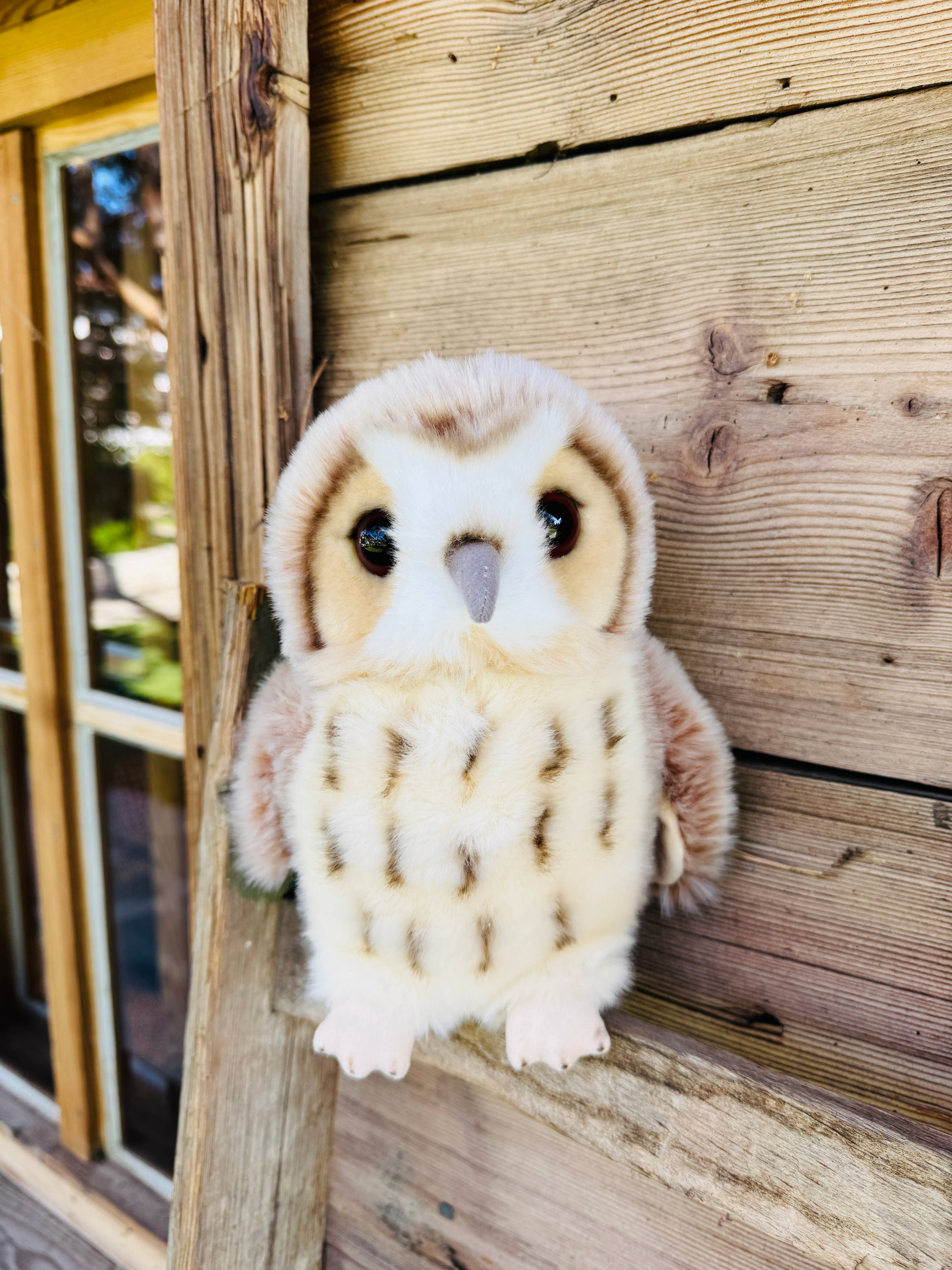 Beige owl 20 cm - plush toy - soft toy