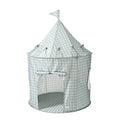 Kids Play Tent Castle with Recycled Fabric - Prints: Gingham Blue