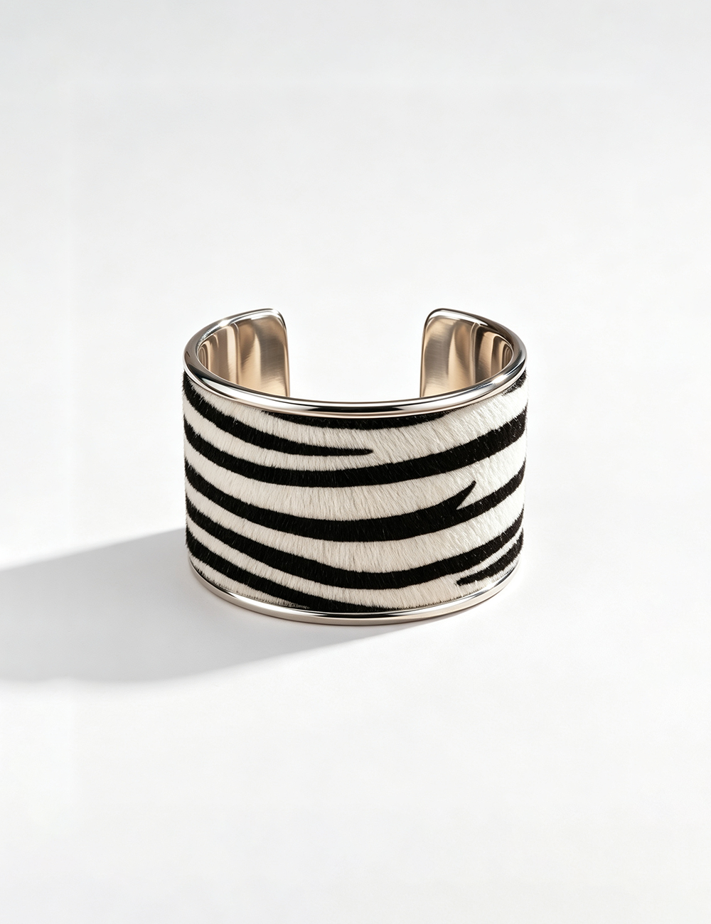 Sweetkama - Ladies Punk Animal Print Metal Wide Cuff Bracelet: Zebra / F