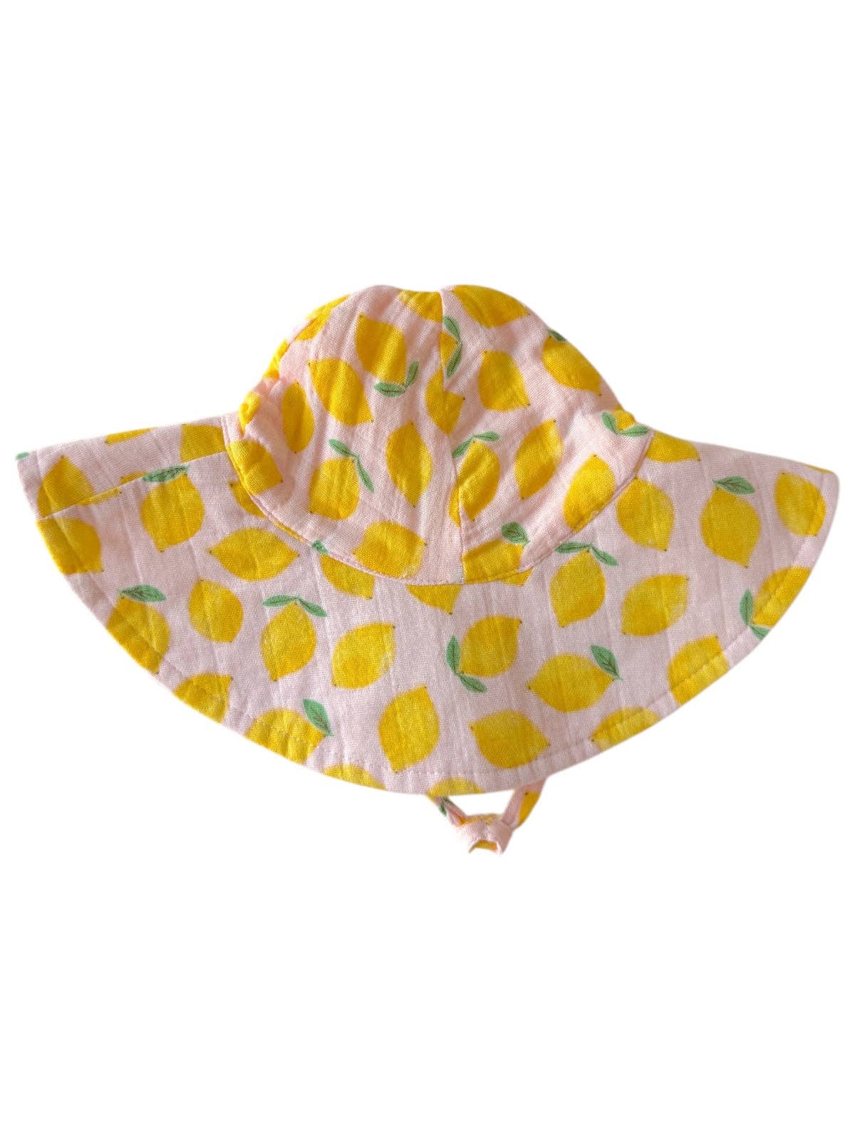 Lemon Sorbet / Muslin Wide Brim Sunhat: 0-6M