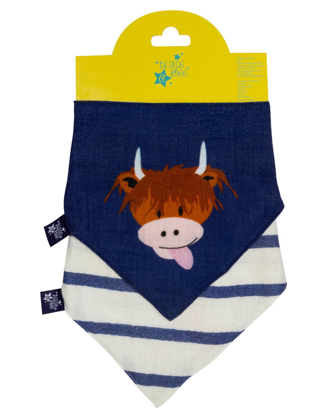 Blade and Rose Limited - Hamish Highland Cow Muslin Bibs & Squares: One Size / Muslin 2pk bib
