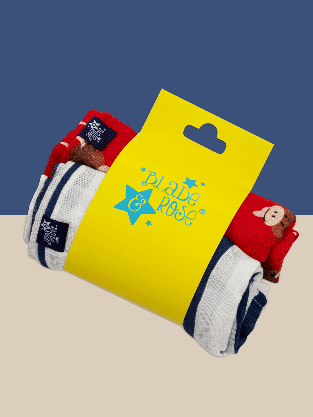 Blade and Rose Limited - Hamish Highland Cow Muslin Bibs & Squares: One Size / Muslin 2pk bib