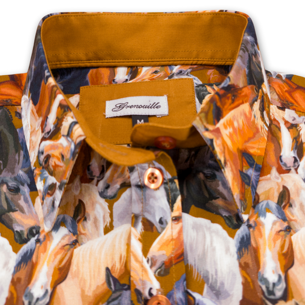 Salamander Shirts Ltd - Grenouille Ladies Beige & Brown Horse Print Shirt: M