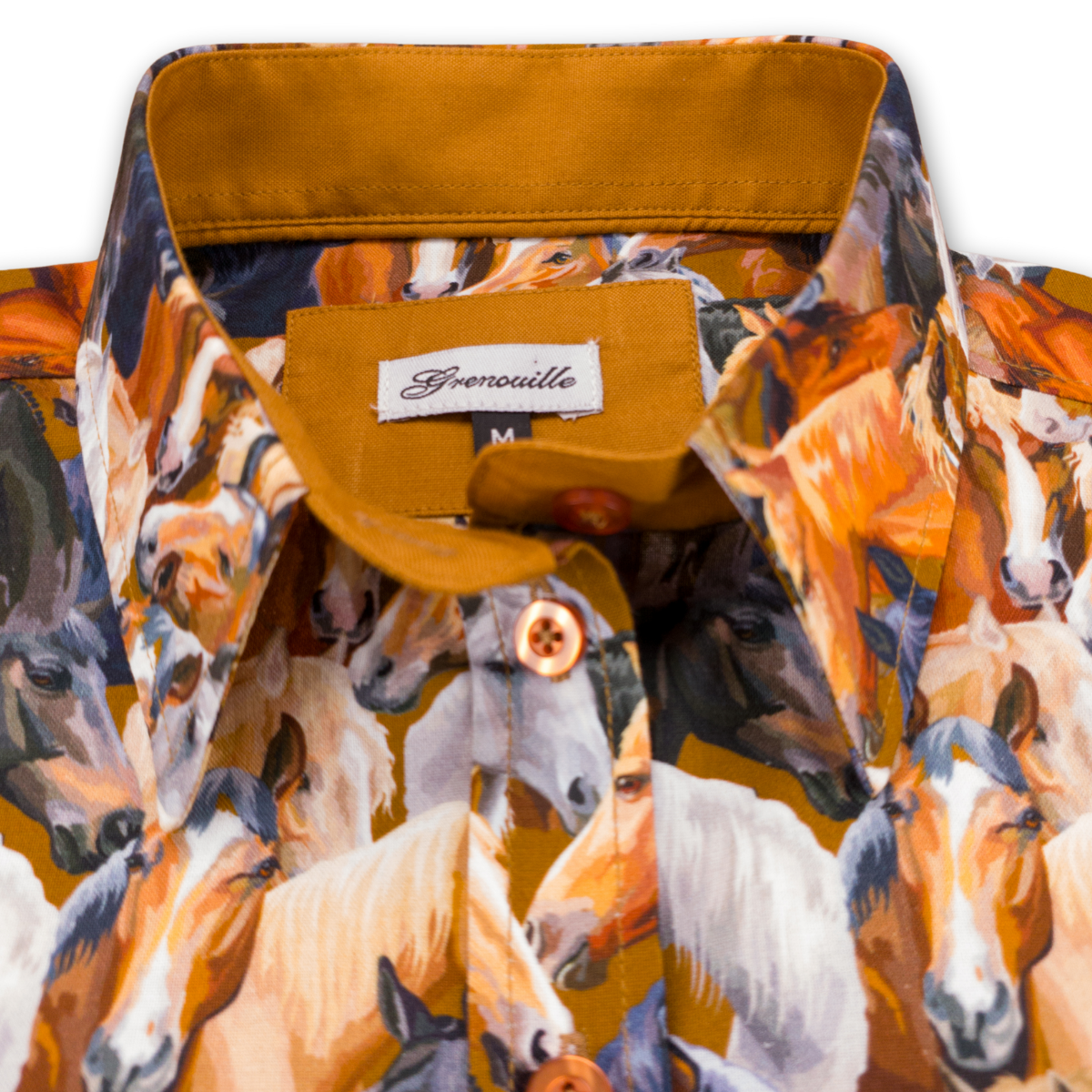 Salamander Shirts Ltd - Grenouille Ladies Beige & Brown Horse Print Shirt: M