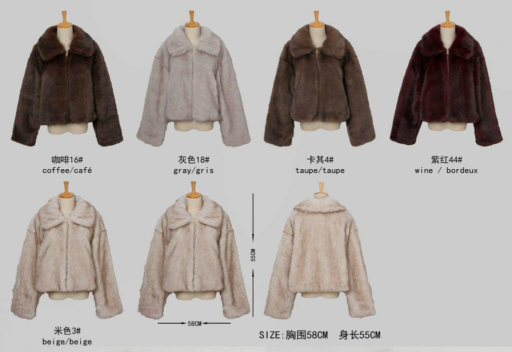 Kurt Muller - Luxury Faux Fur Gold Zip Coat: Mocha brown