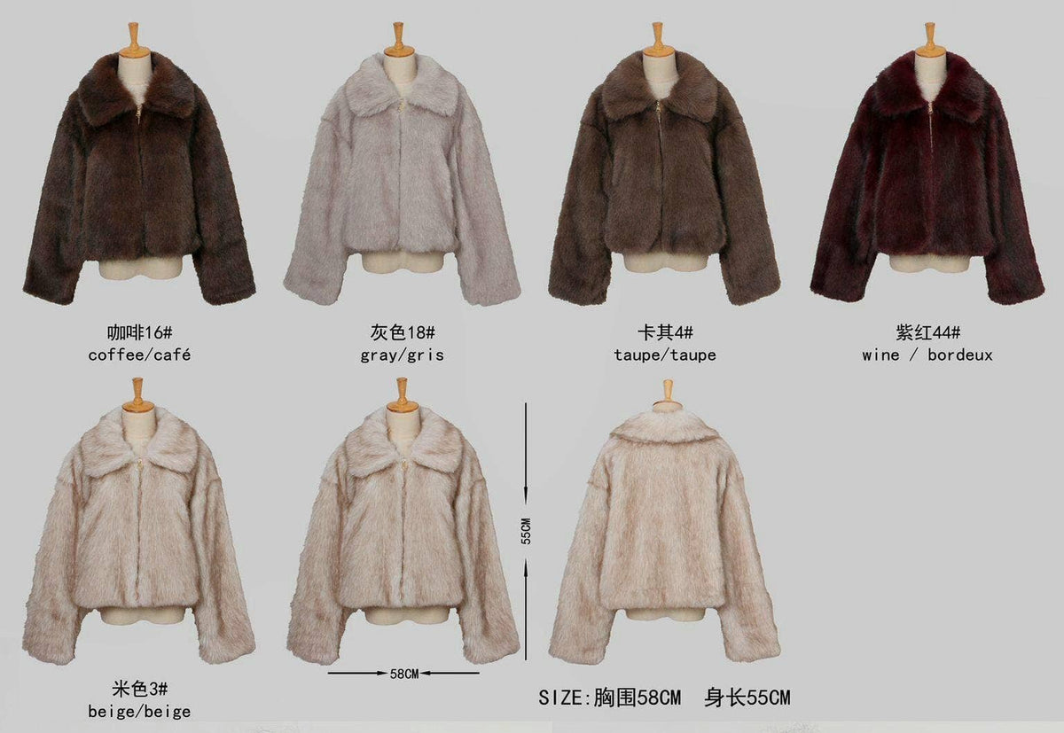 Kurt Muller - Luxury Faux Fur Gold Zip Coat: Mocha brown