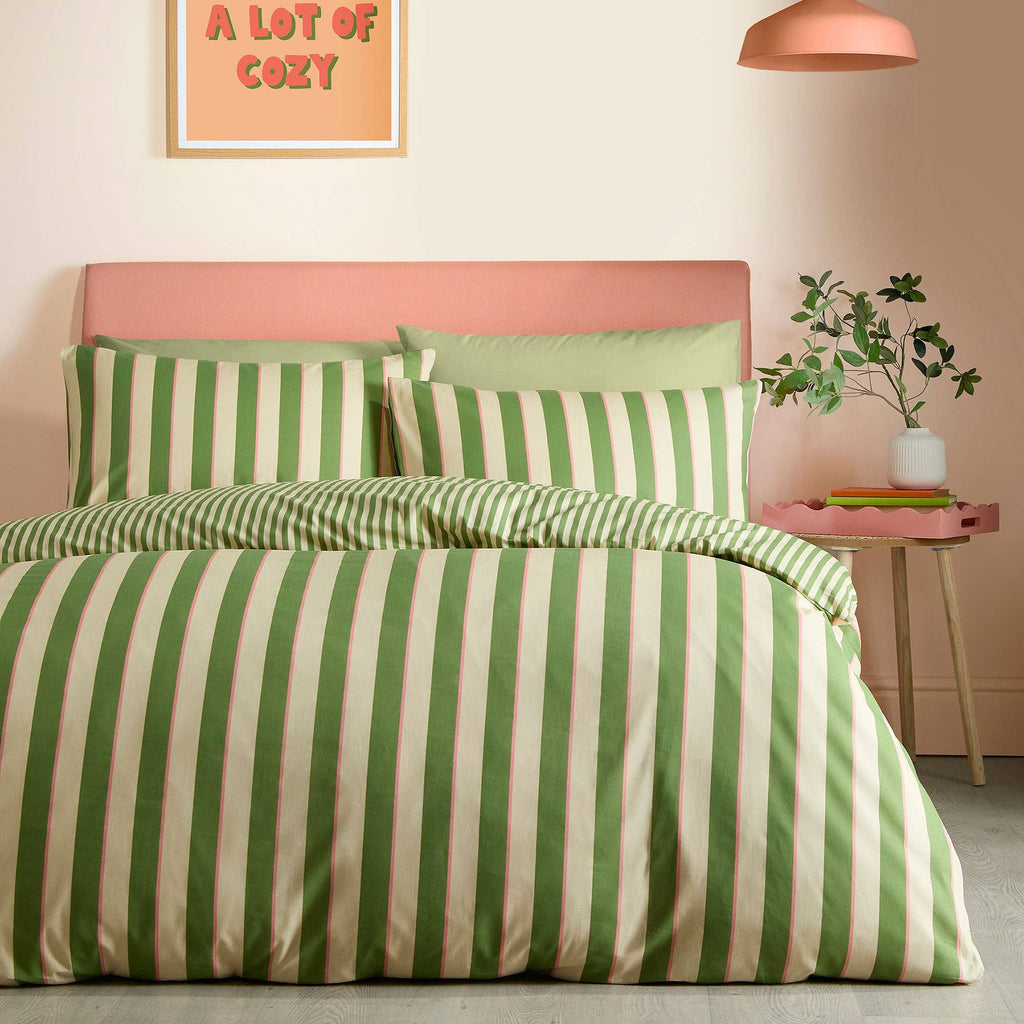 UW Home - Bold Stripe Duvet Cover Set in Green: Double