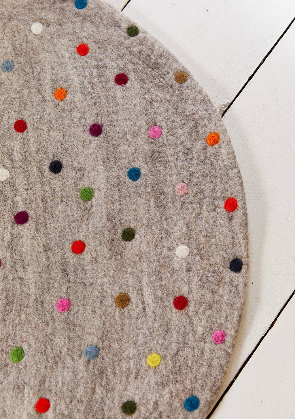 Dotty Round Needle Felted Rug, 90Cm
