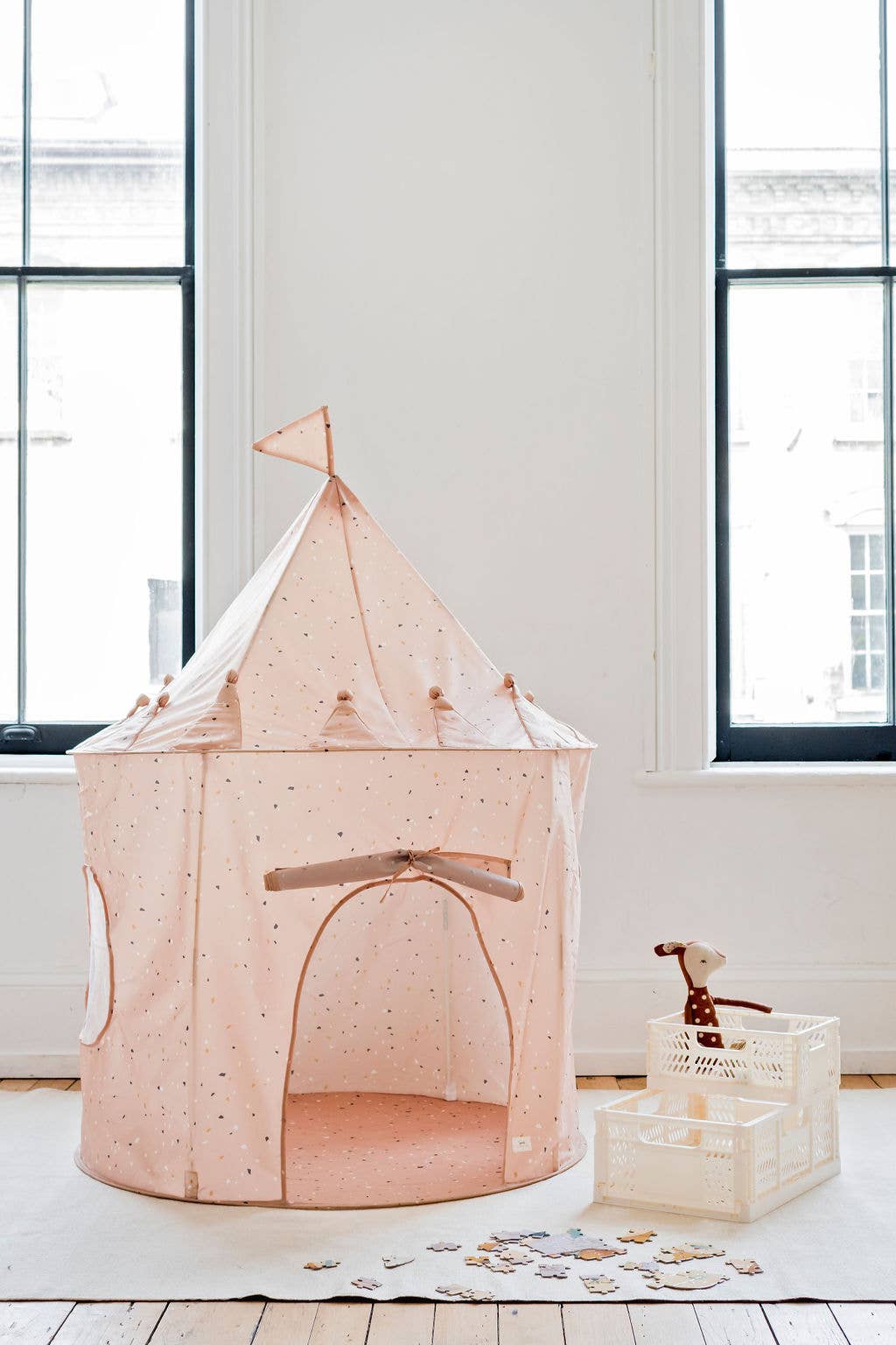 Kids Play Tent Castle with Recycled Fabric - Prints: Terrazzo Clay