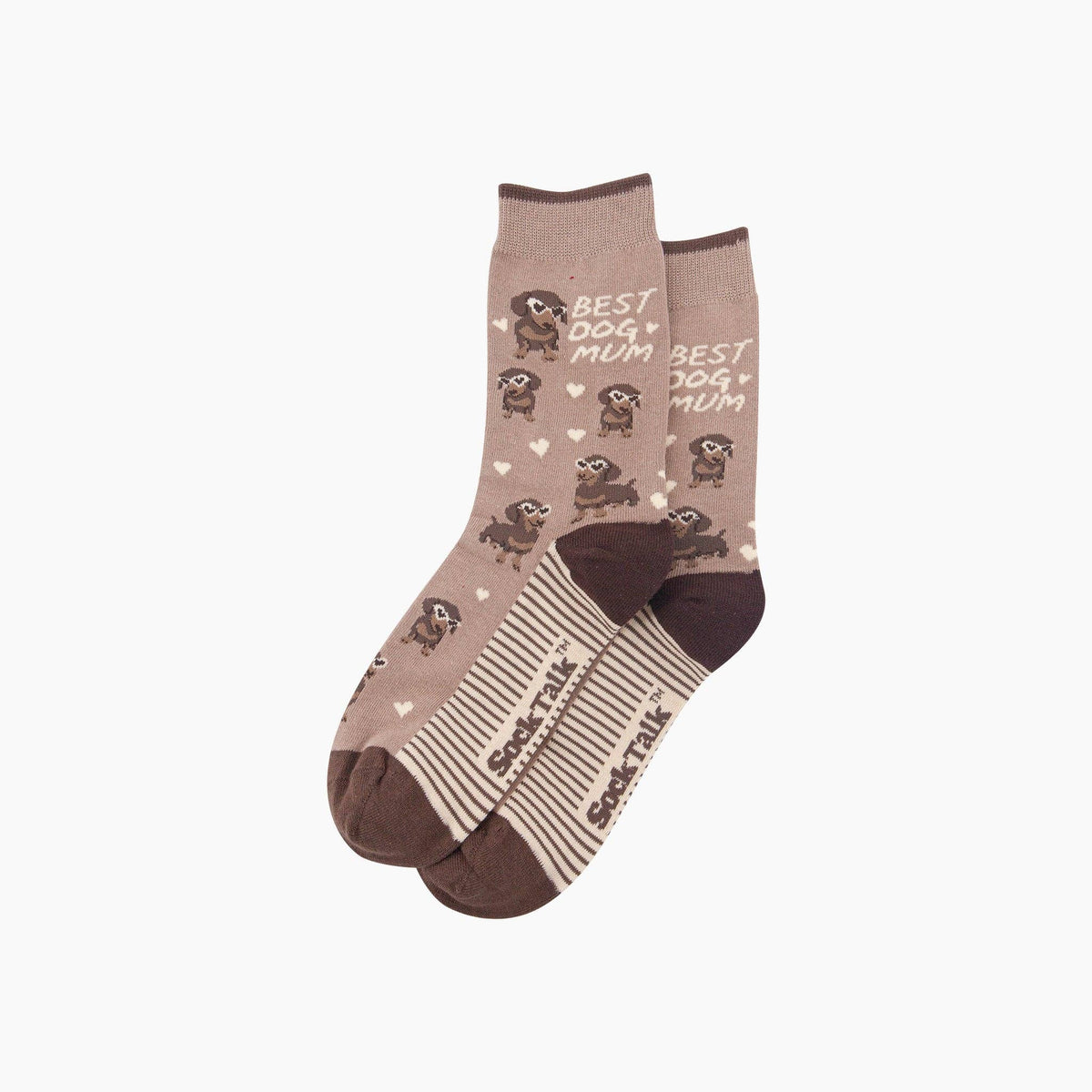 Sock Talk - Best Dog Mum Combed Cotton Socks in Beige: UK 3-7 | EU 36-40 | US 5-9