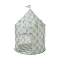Kids Play Tent Castle with Recycled Fabric - Prints: Checkerboard Green