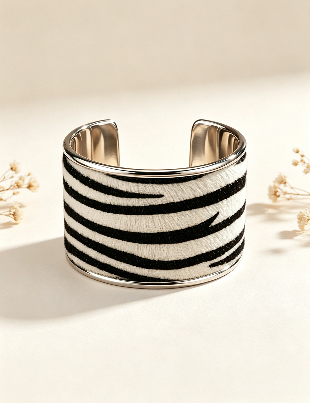 Sweetkama - Ladies Punk Animal Print Metal Wide Cuff Bracelet: Zebra / F