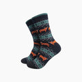Sock Talk - Highland Cow Fair Isle Men's Bamboo Socks in Black/Green: UK 7-11 | EU 40.5-46 | US 8-12