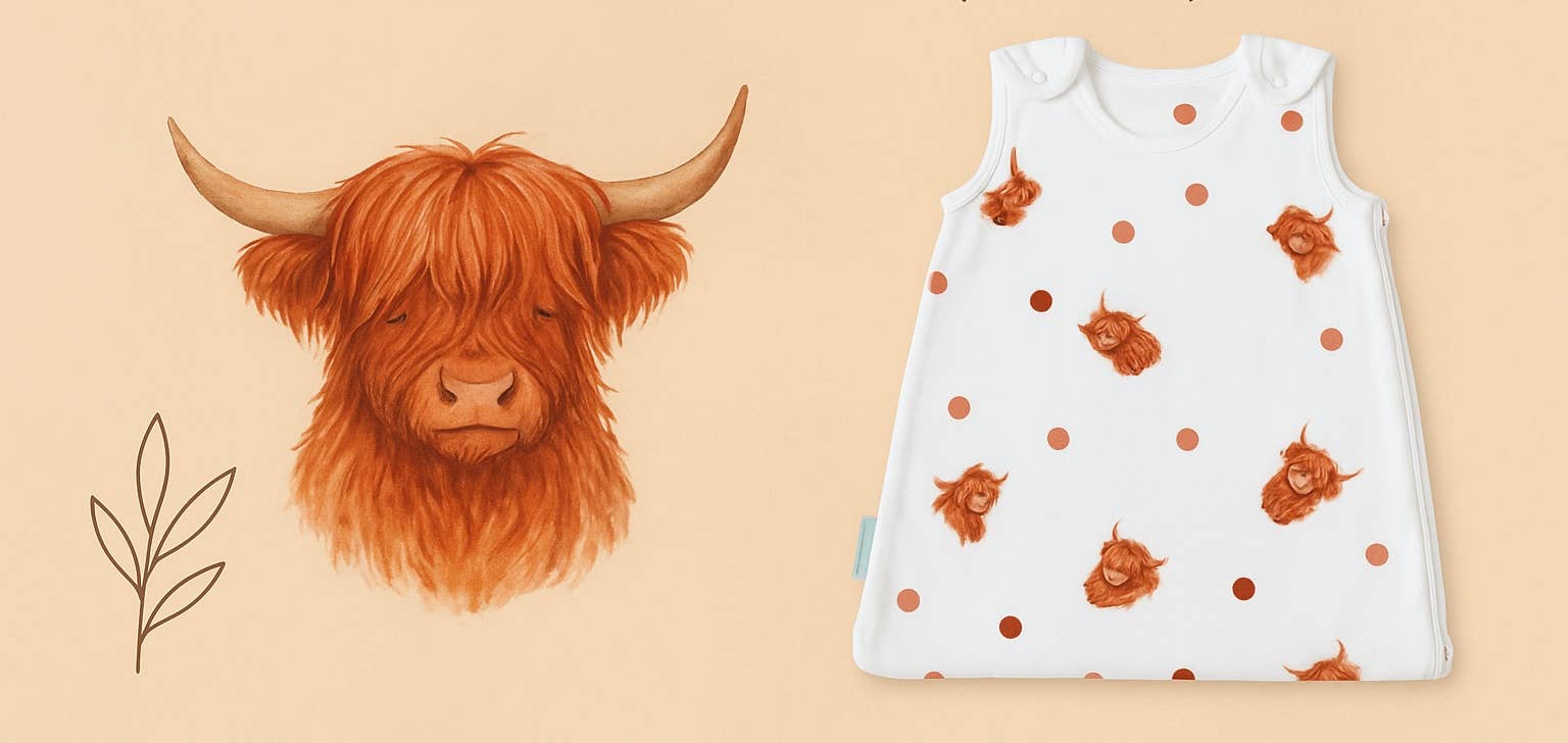 Highland Cow Organic Cotton Baby Sleeping Bag: Highland Cow / 6-18 months