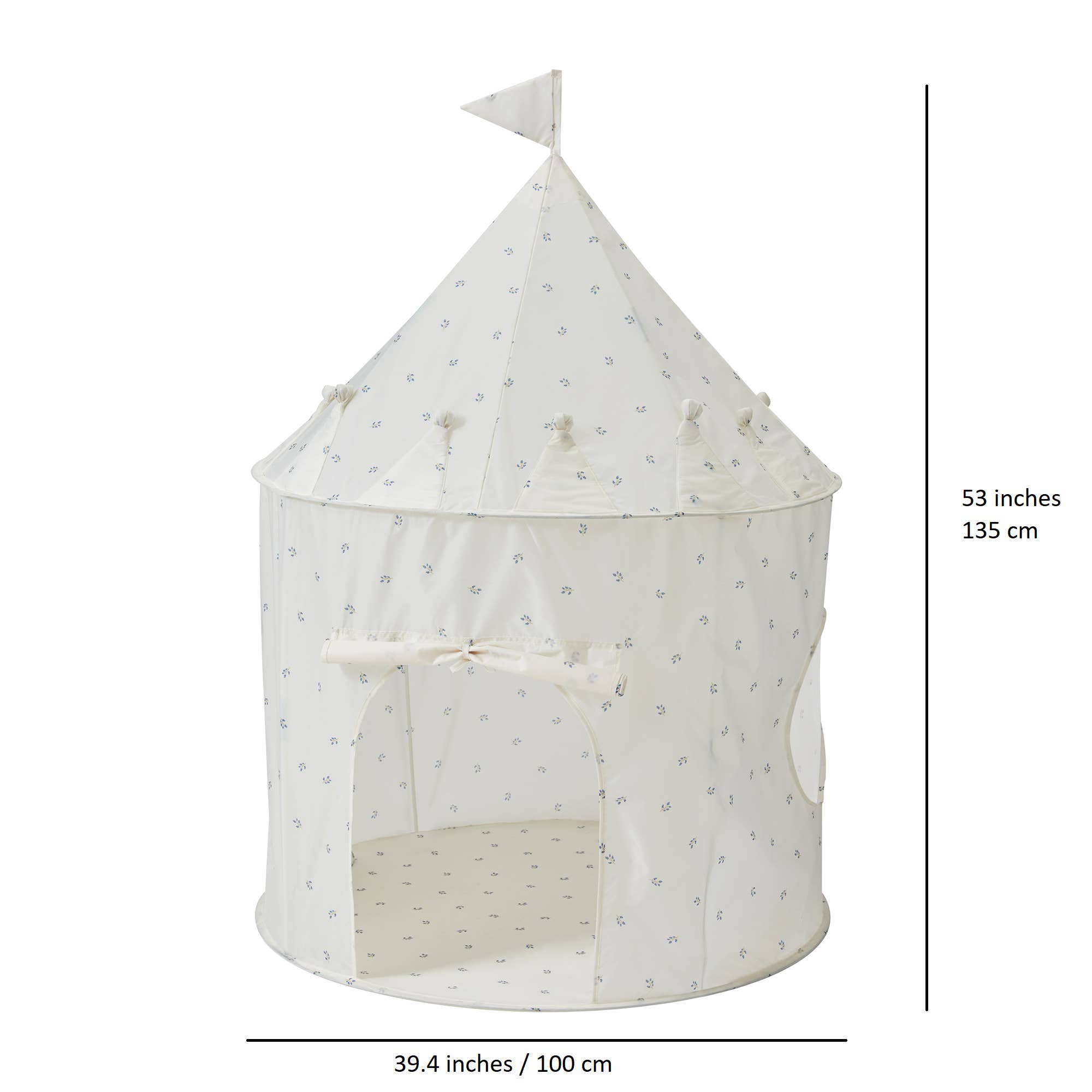 Kids Play Tent Castle with Recycled Fabric - Prints: Gingham Blue