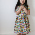 Girls Short Sleeve Cotton Dress - Eye print: 3-4 Y