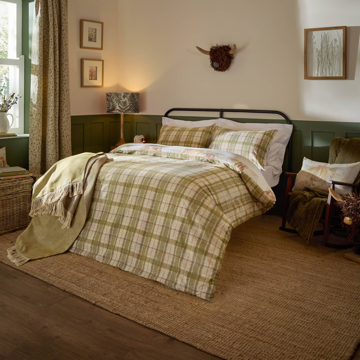 Riva Home - Highland Cattle 100% Cotton Reversible Duvet Cover Set Multi: Multicolour / King