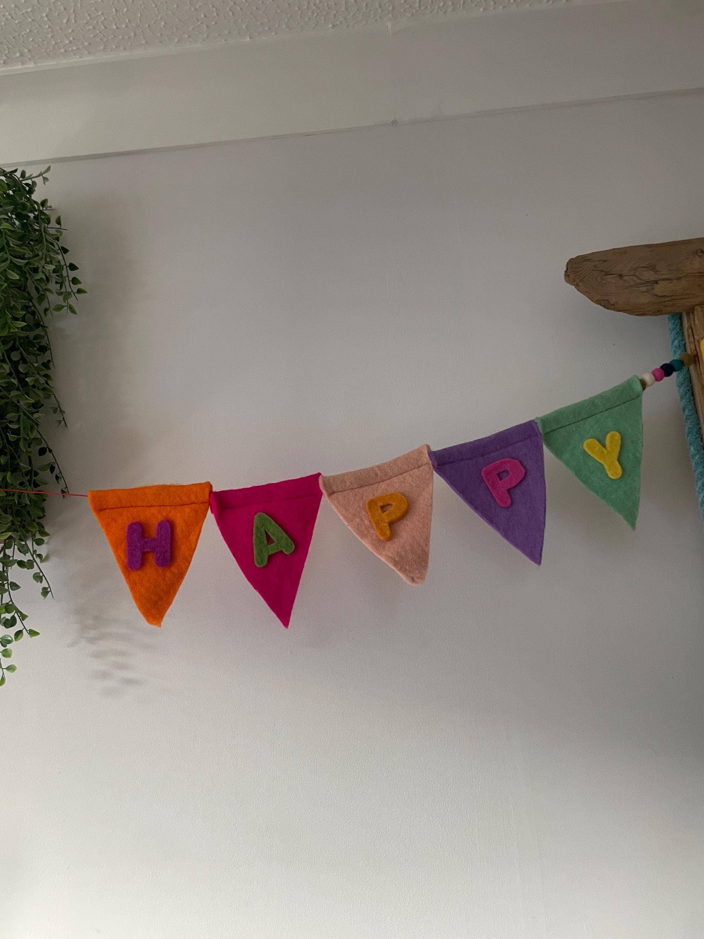 Handmade Felt Happy Birthday Reusable Party Garland