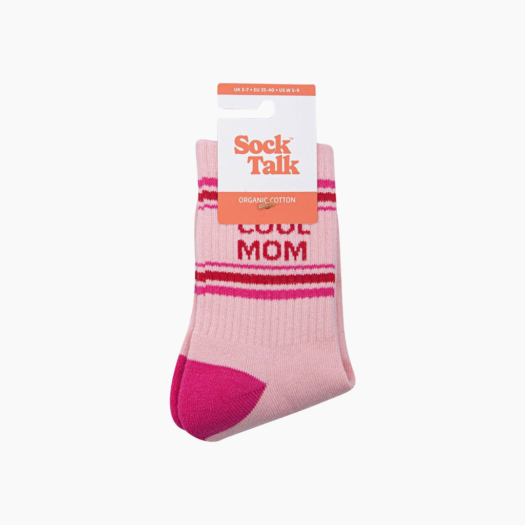 Sock Talk - Cool Mom Organic Cotton Sports Socks in Soft Pink/Red: UK 3-7 | EU 36-40 | US 5-9