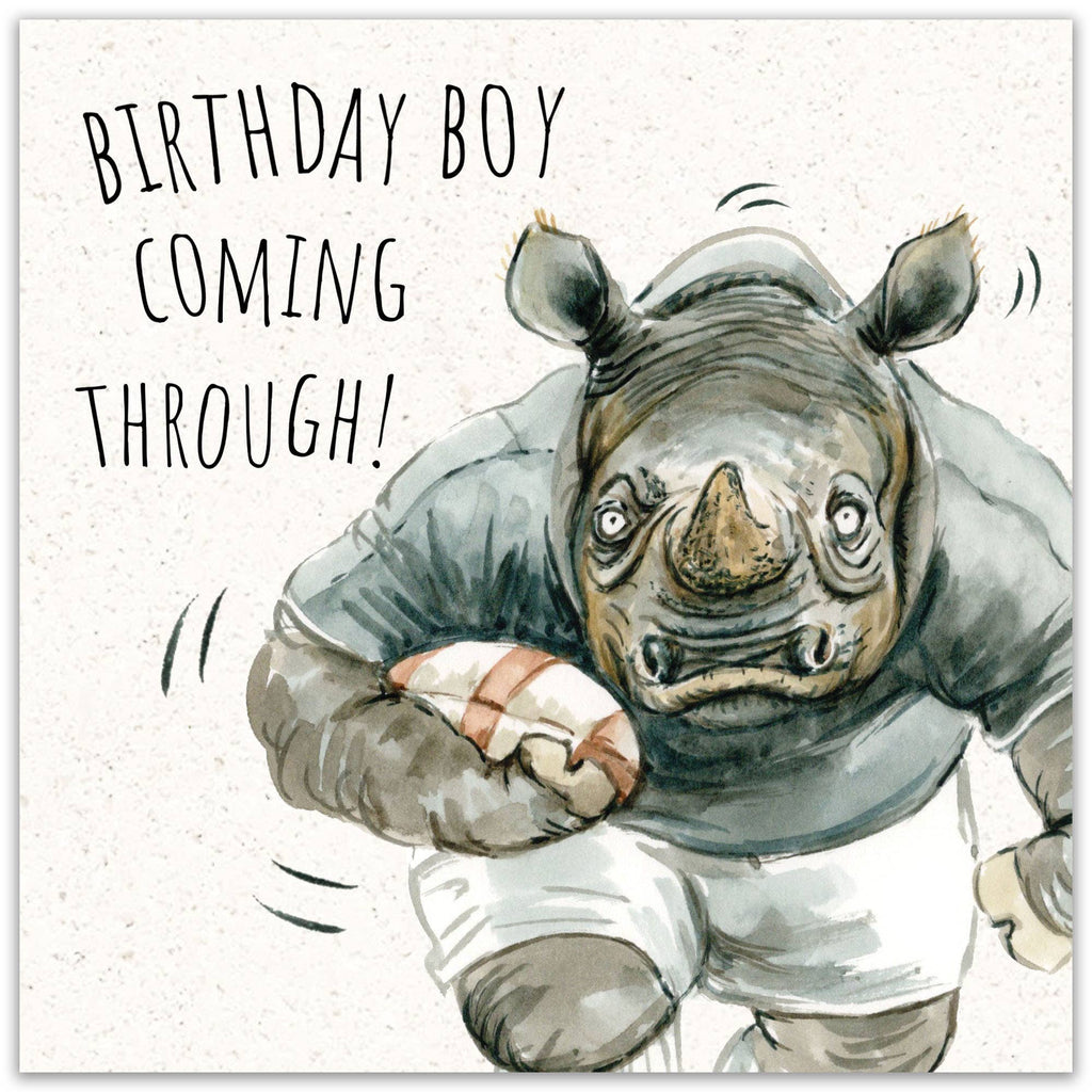 Twizler Ltd - Funny Birthday Card - Rugby Rhino