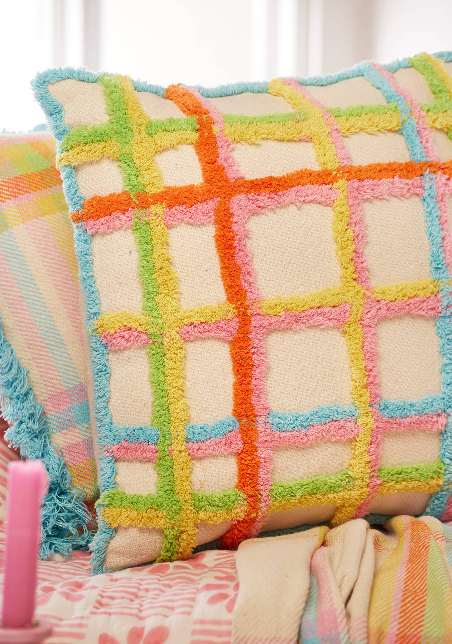 Tufted Check Cushion Cover