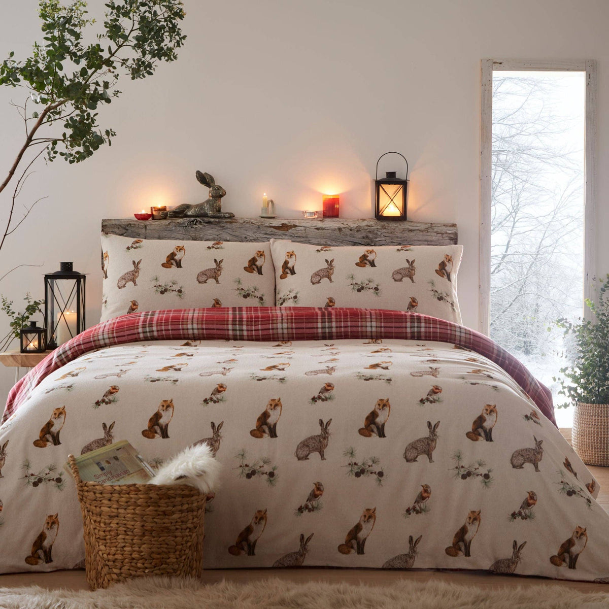 UW Home - Derwent Check Duvet Cover Set by D & D in Natural: Single