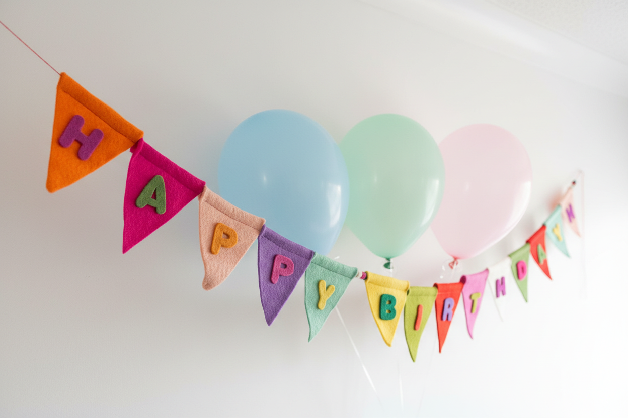 Handmade Felt Happy Birthday Reusable Party Garland