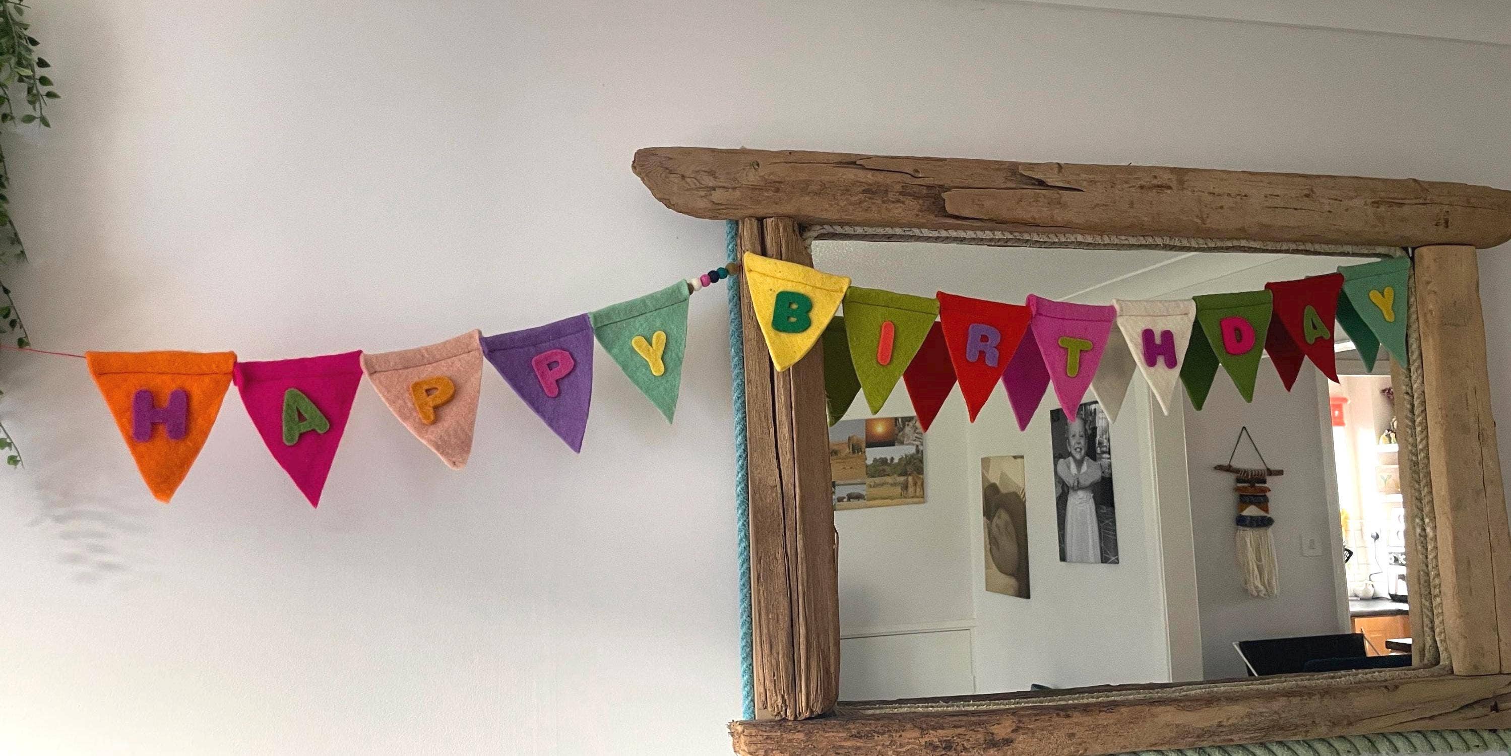 Handmade Felt Happy Birthday Reusable Party Garland