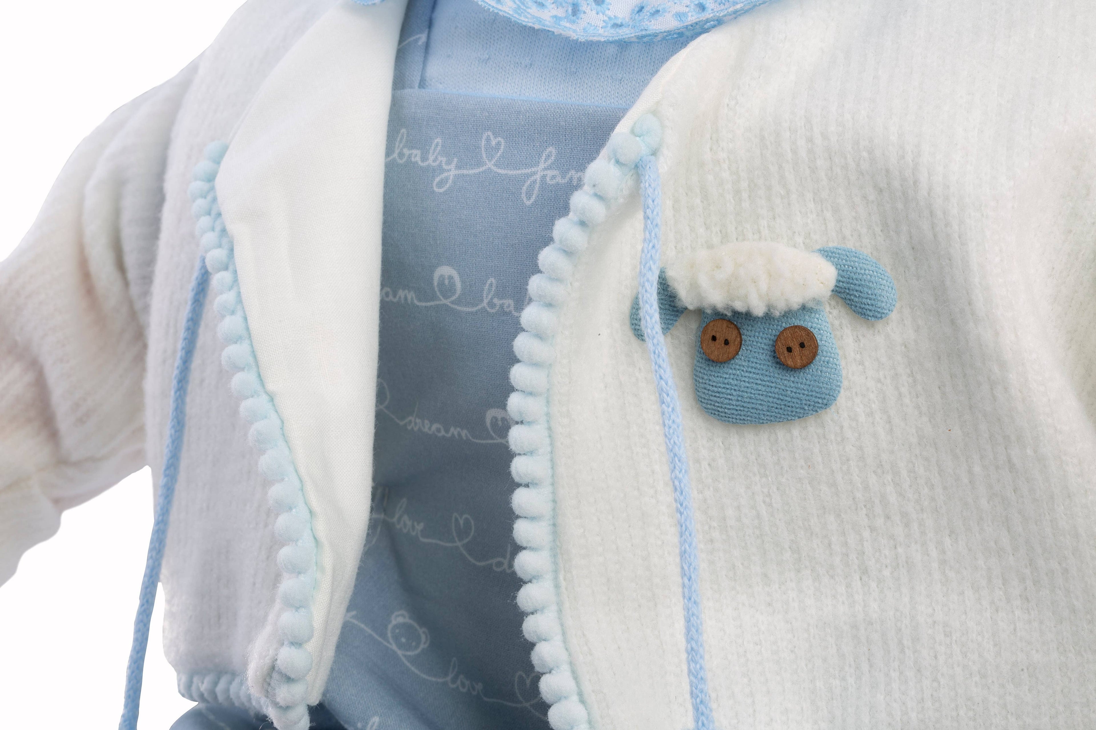 Baby Dulzón white jacket with pompoms, 62 cm