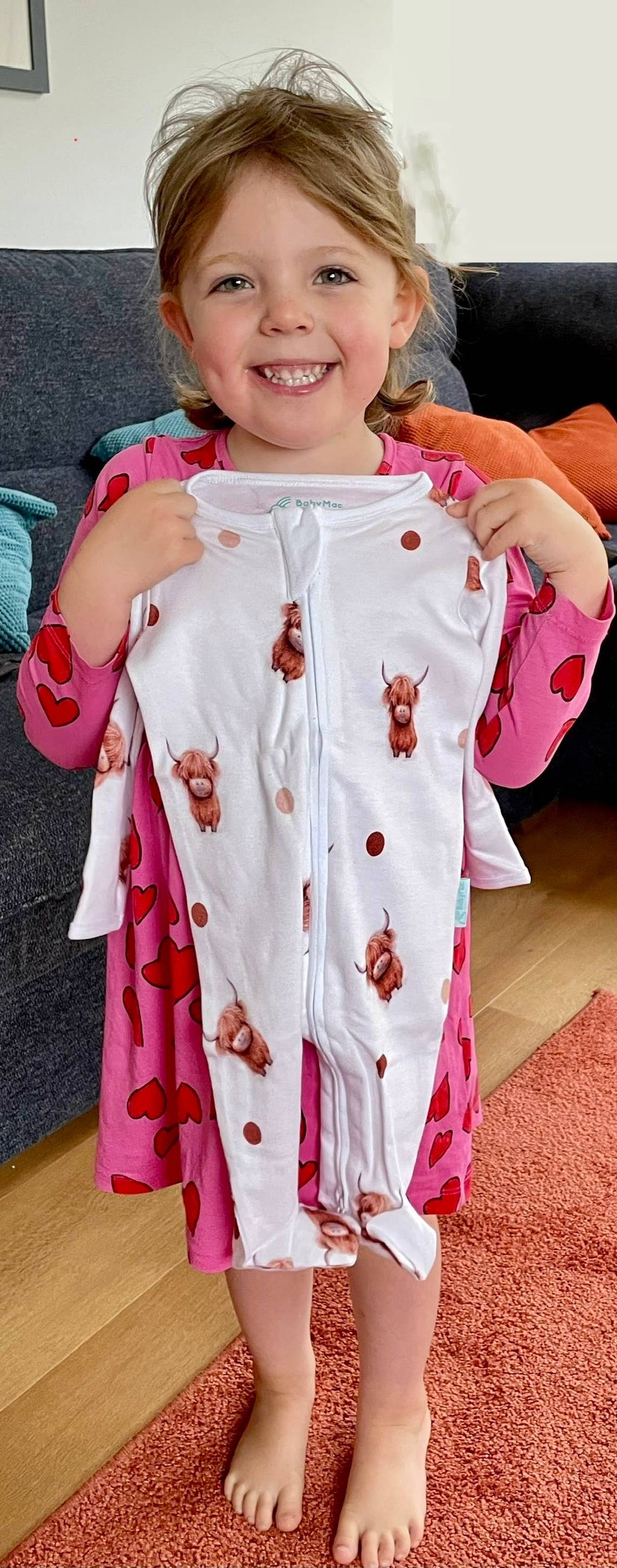 Highland Cow Sleepsuit: 9-12M