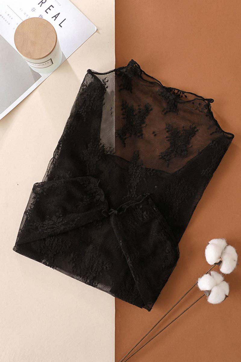 Mccolin - Elegant Lace Floral Blouse: BEIGE / M