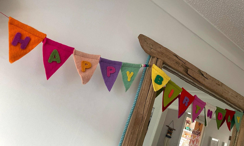 Handmade Felt Happy Birthday Reusable Party Garland