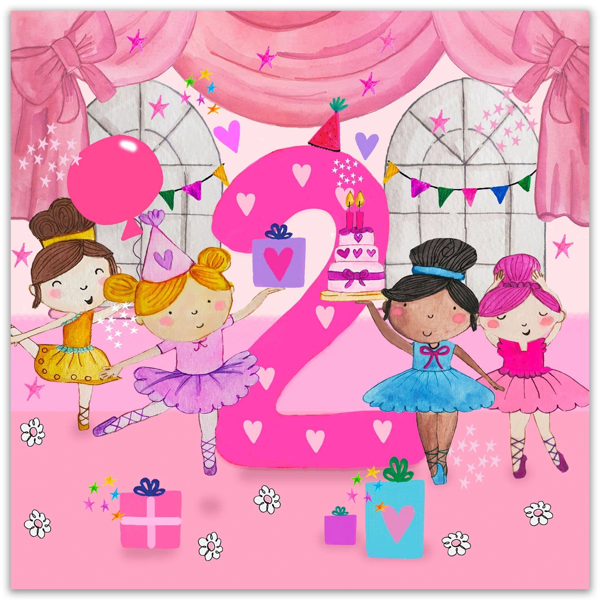 Twizler Ltd - Age 2 Girls Birthday Card - 2nd - Ballerina