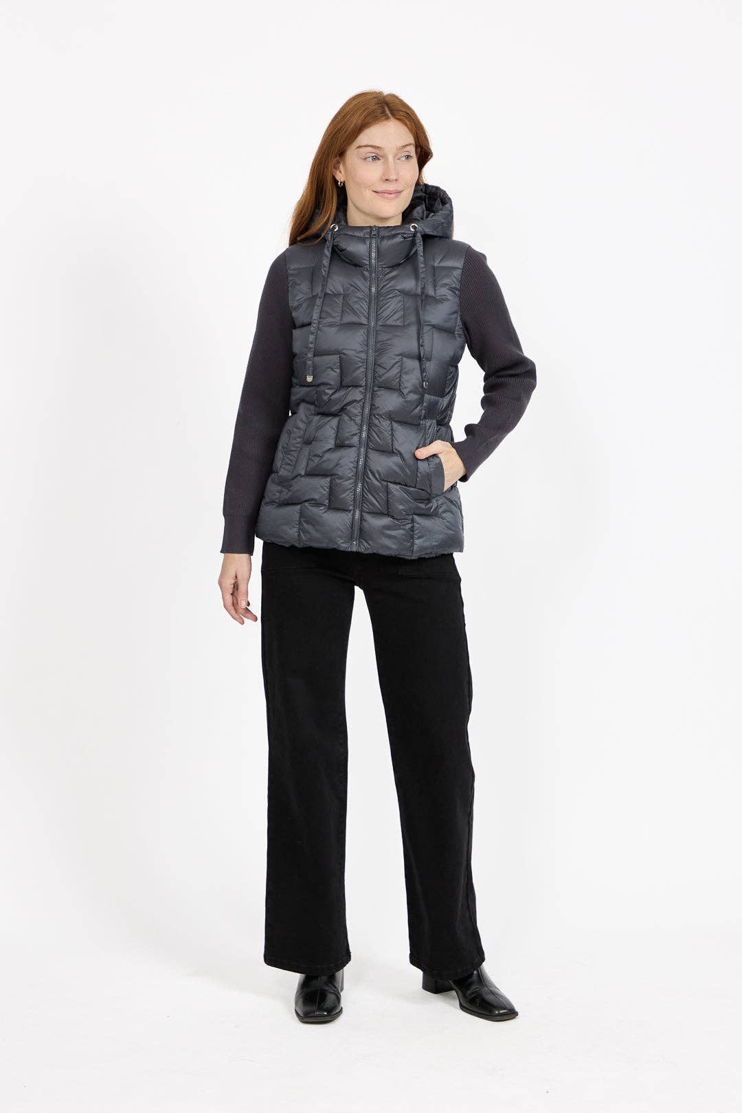 Mudflower - Padded Hooded Jacket with Ribbed Sleeves - PACK OF 8: Navy / 18