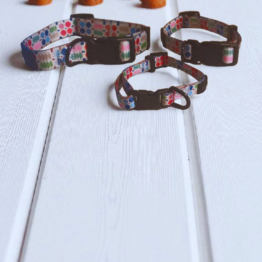 Multi coloured Dog Collars Welsh tapestry design: Large