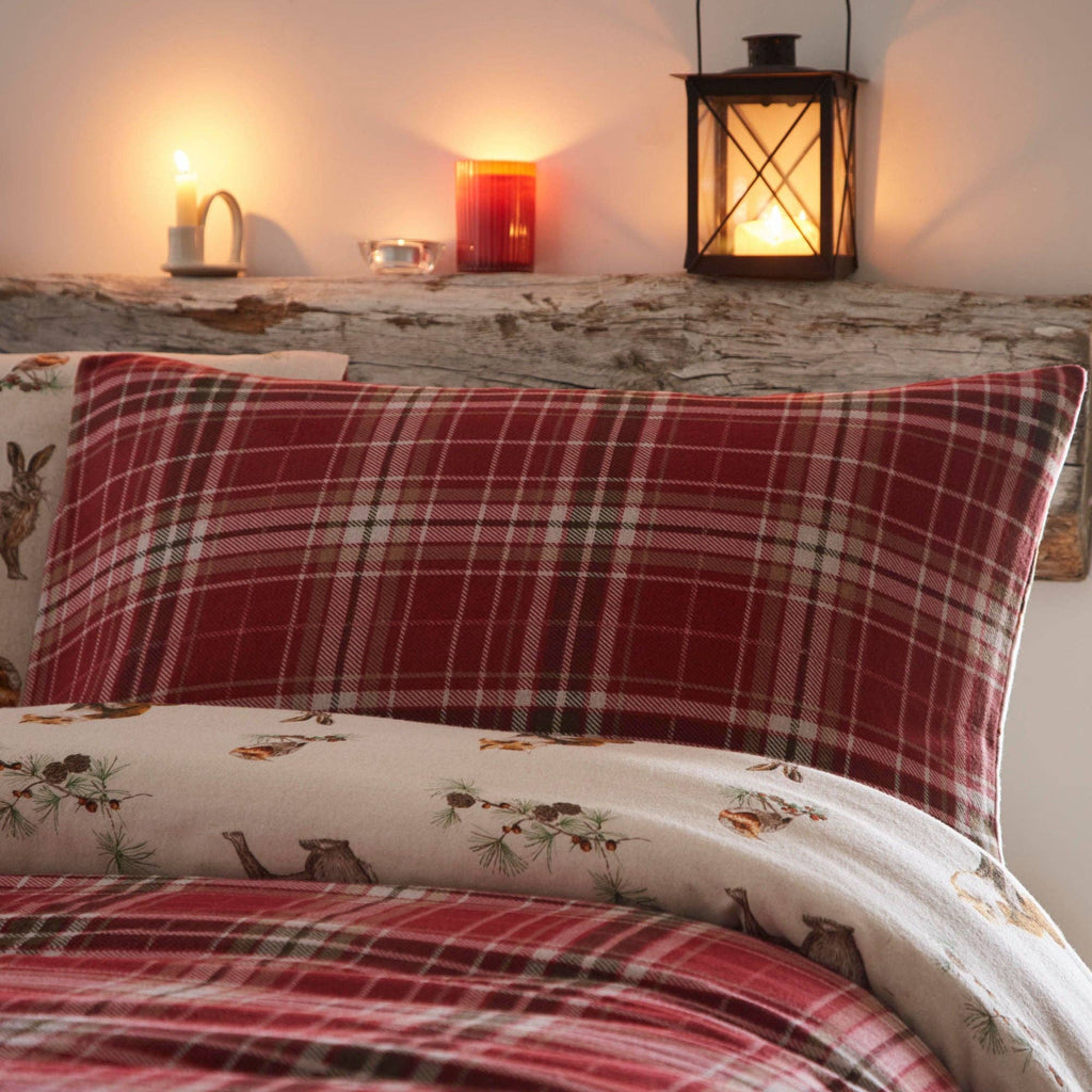 UW Home - Derwent Check Duvet Cover Set by D & D in Natural: King