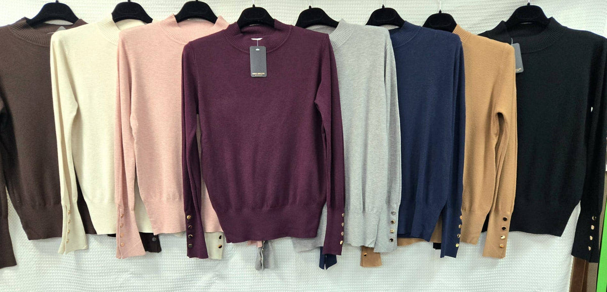 Kurt Muller - Gold Button Soft Turtle Neck Fine Knit: Camel