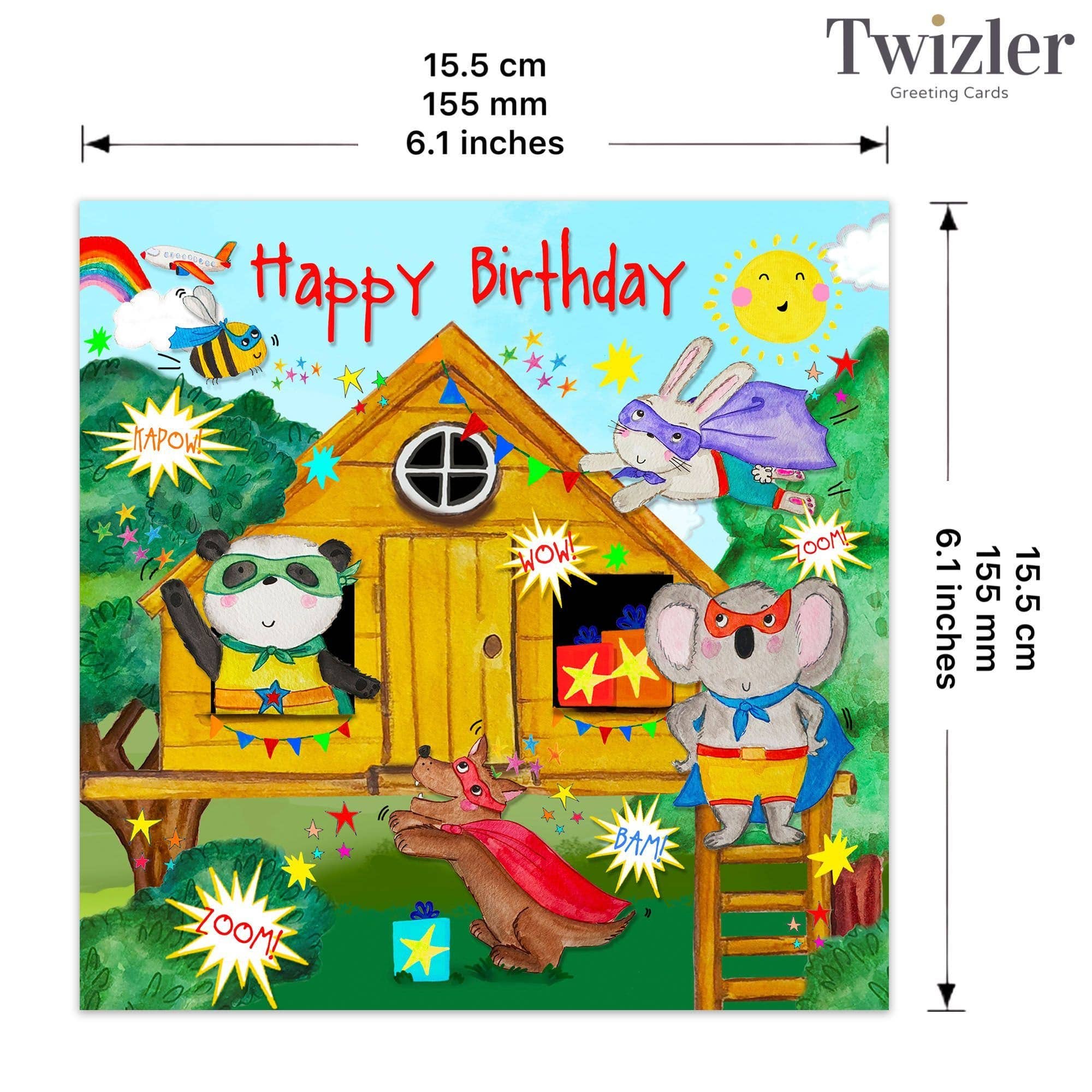 Twizler Ltd - Children's Birthday Card - Superheroes