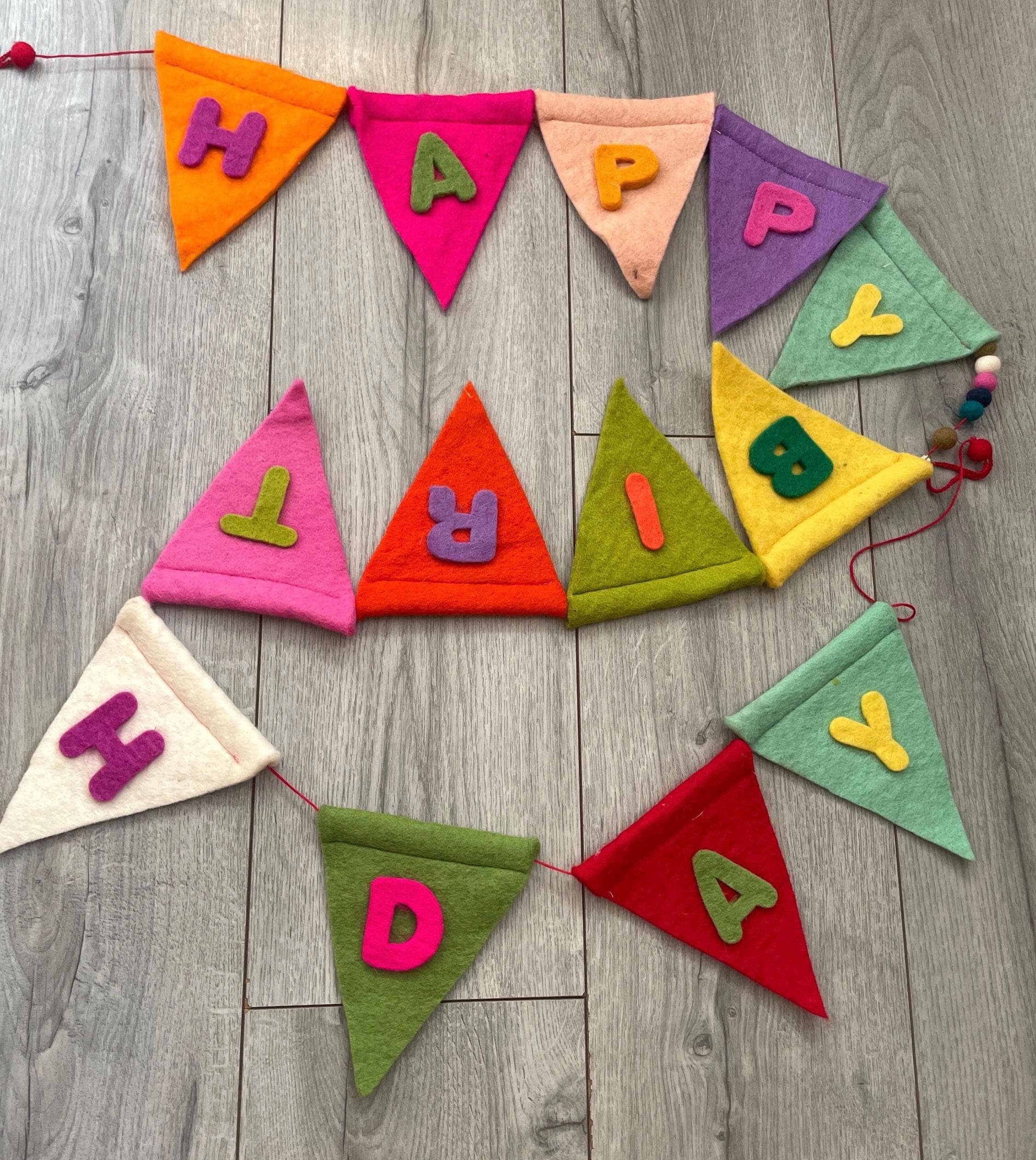 Handmade Felt Happy Birthday Reusable Party Garland