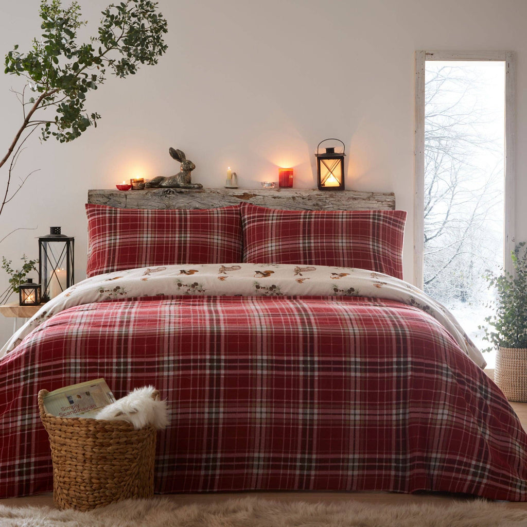 UW Home - Derwent Check Duvet Cover Set by D & D in Natural: Double