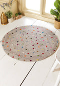Dotty Round Needle Felted Rug, 90Cm