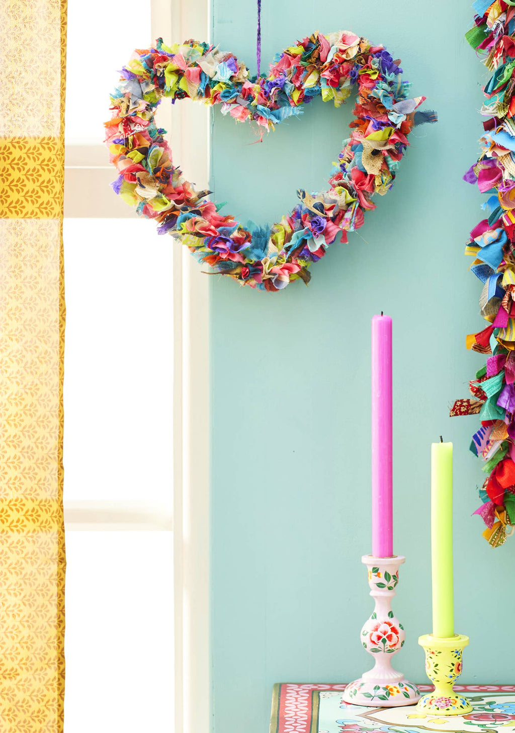 Recycled Sari Wreath Multicolour Heart